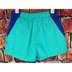 Vintage Buster Brown Toddler Boys Shorts Size 3T Green Blue Poly Cotton